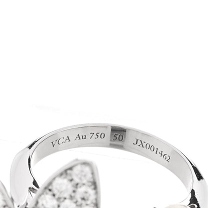 Van Cleef & Arpels 18K White Yellow Gold Diamond Yellow Sapphire Two Butterfly Between The Finger Ring  50 5.25 4 of 5