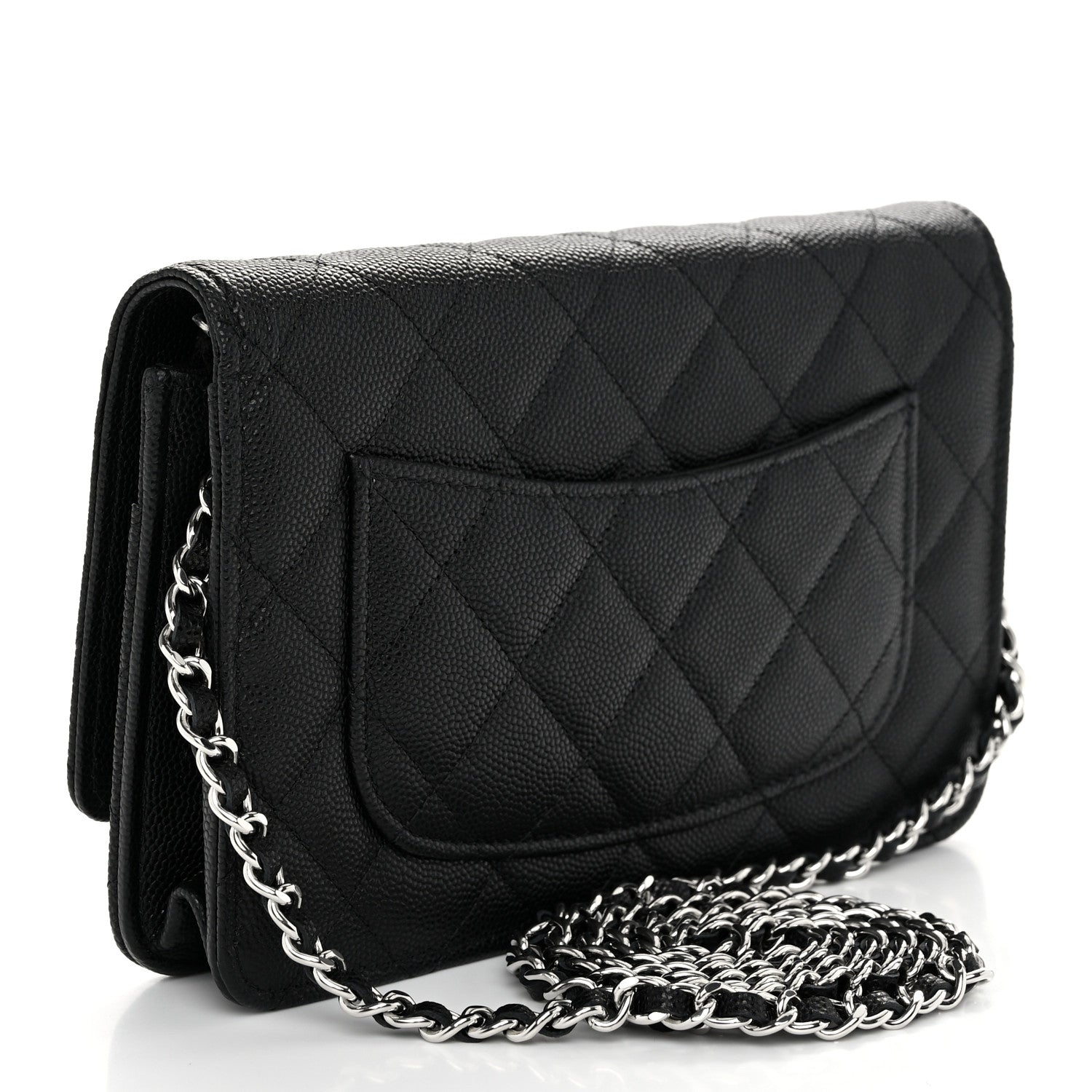 Chanel Caviar Quilted Chanel 19 Wallet On Chain WOC Black White 3 of 12