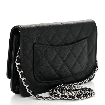 Chanel Caviar Quilted Chanel 19 Wallet On Chain WOC Black White 3 of 12
