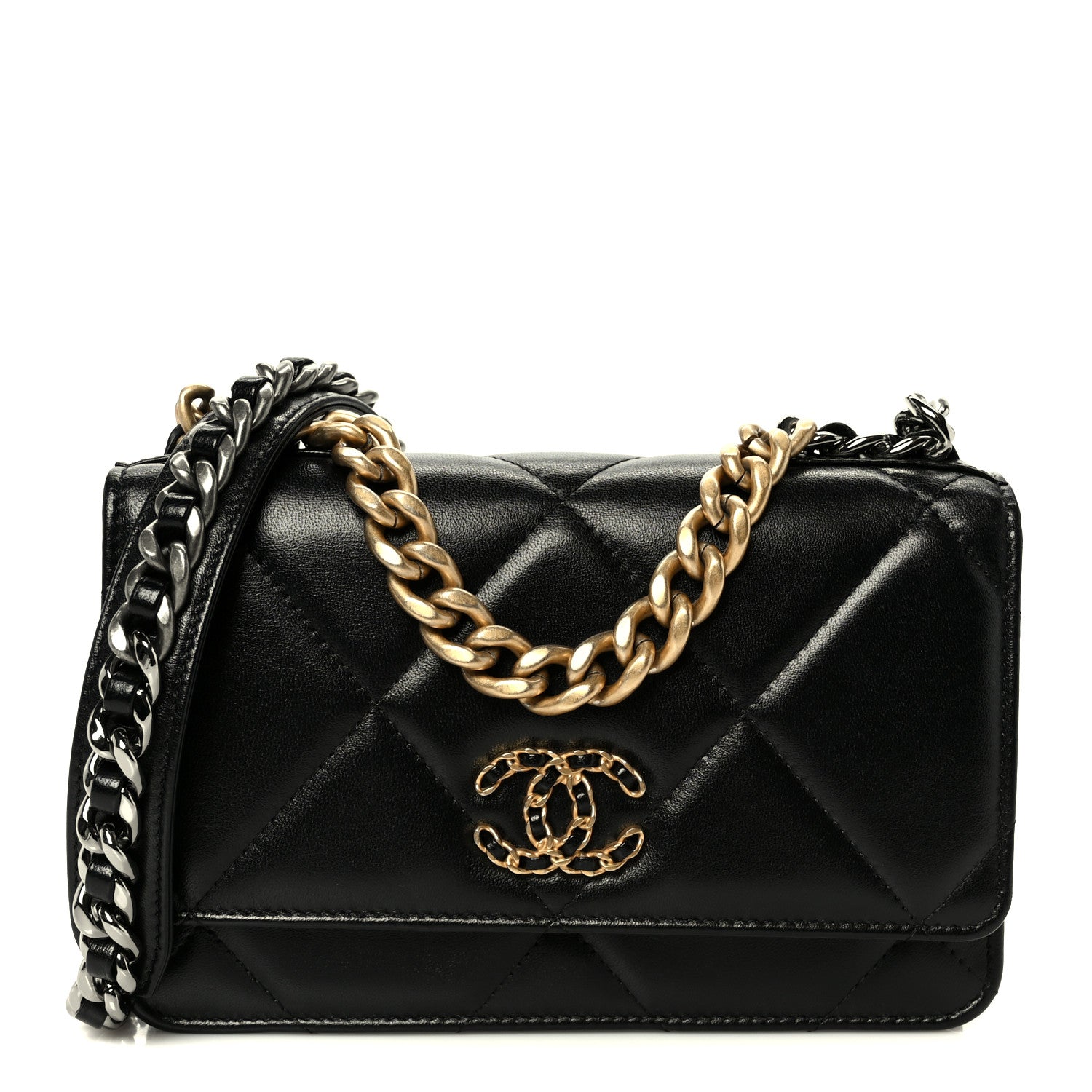 Chanel Lambskin Quilted Chanel 19 Wallet On Chain WOC Black 2 of 23