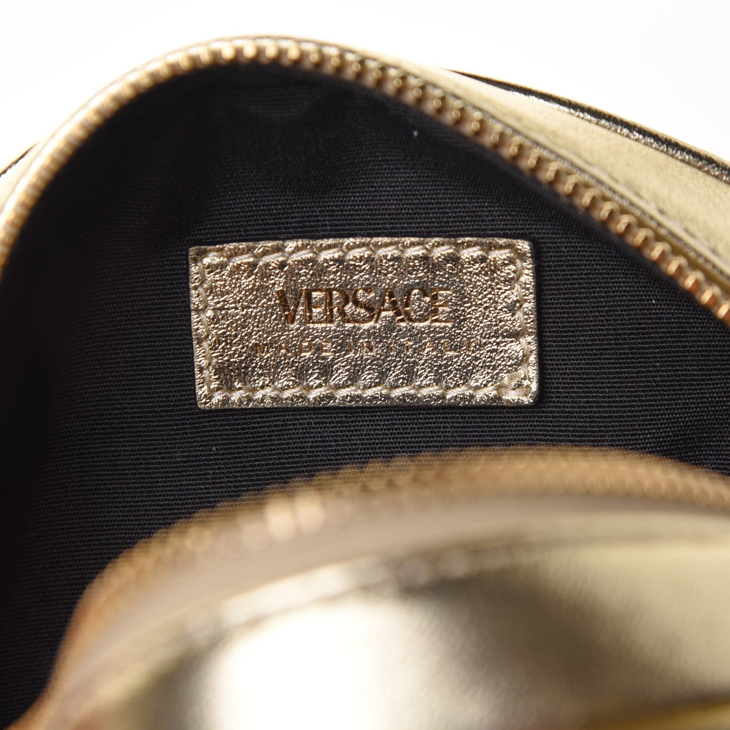 Metallic Nappa Quilted La Medusa Round Camera Bag Gold