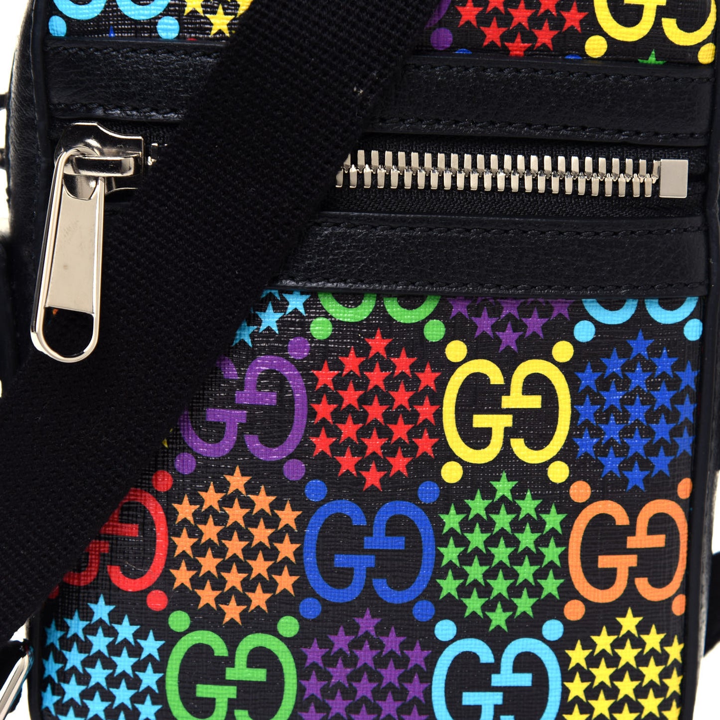 GG Supreme Monogram Psychedelic Messenger Bag Black