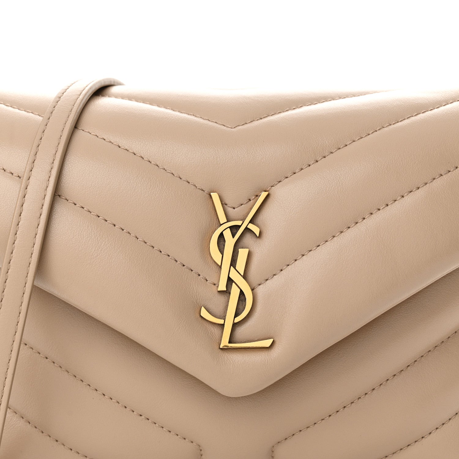 Saint Laurent Calfskin Y Quilted Monogram Toy Loulou Crossbody Bag Dark Beige 8 of 11