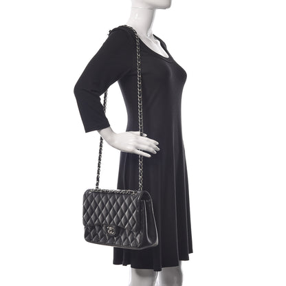 Chanel Lambskin Quilted Jumbo Double Flap Black 2 of 13