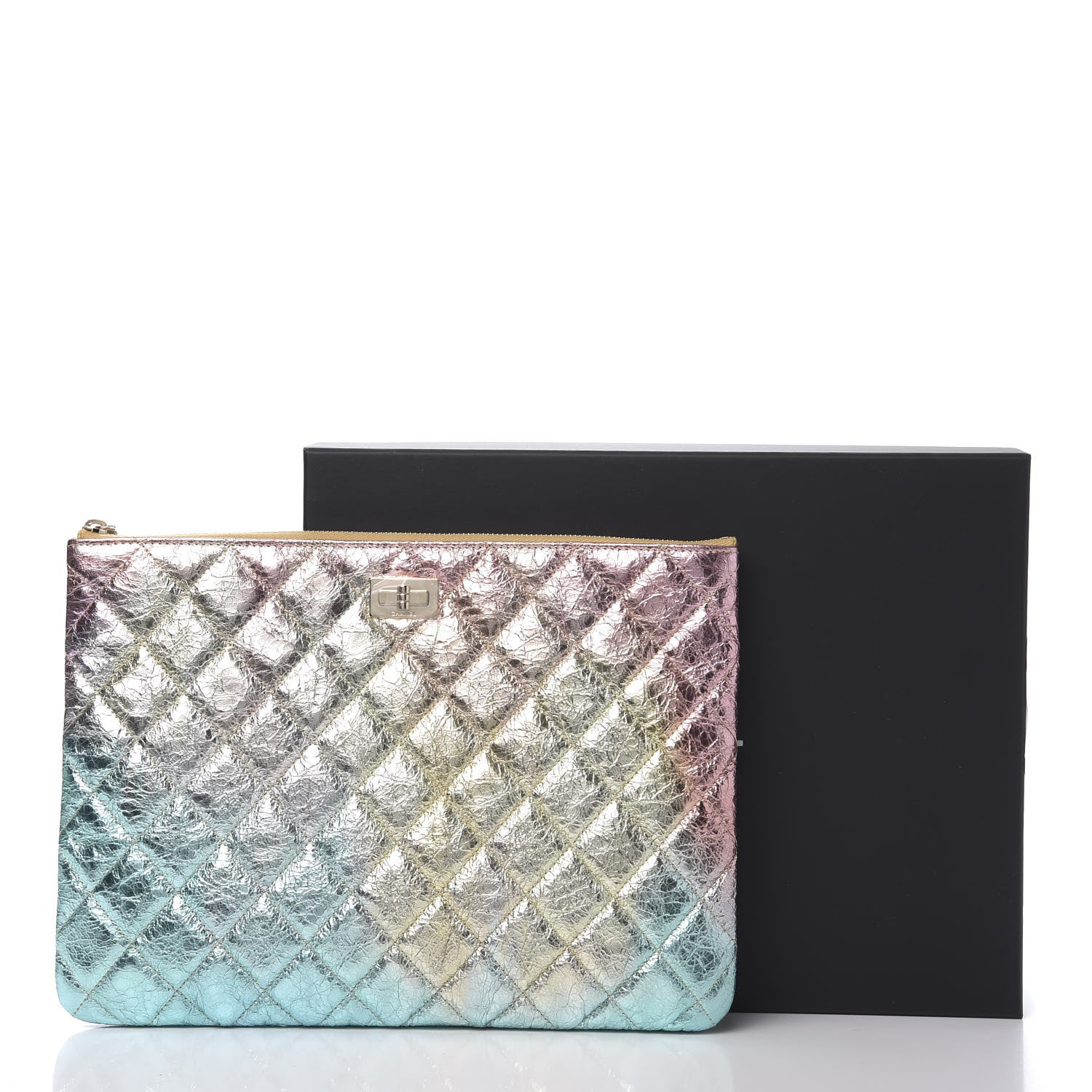 Chanel Metallic Goatskin Quilted Medium 2.55 Reissue Cosmetic Case Multicolor 8 of 8