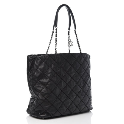 Chanel Lambskin Stitched Shopper Tote Black 3 of 8
