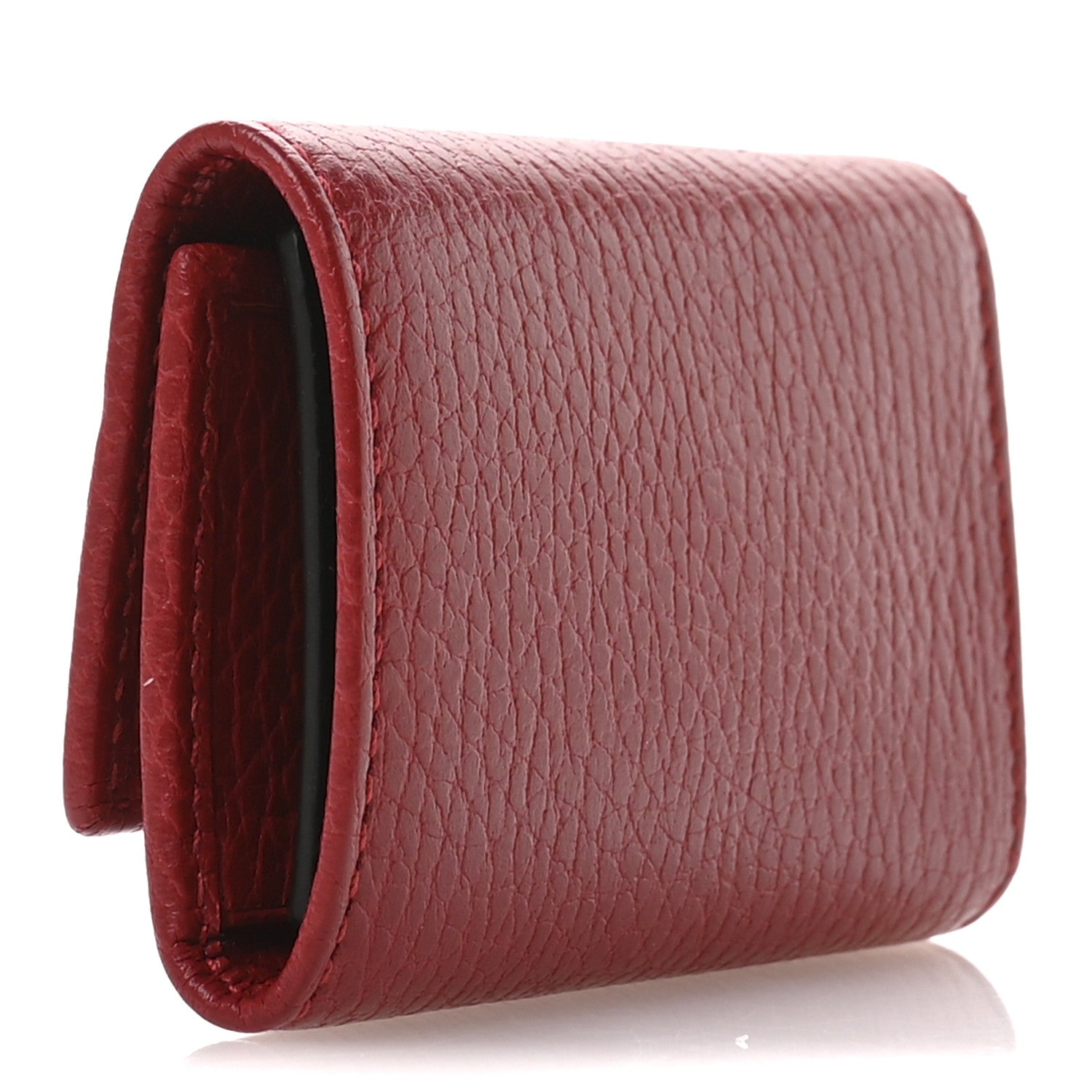 Gucci Pebbled Calfskin GG Marmont 6 Key Holder Hibiscus Red 3 of 8