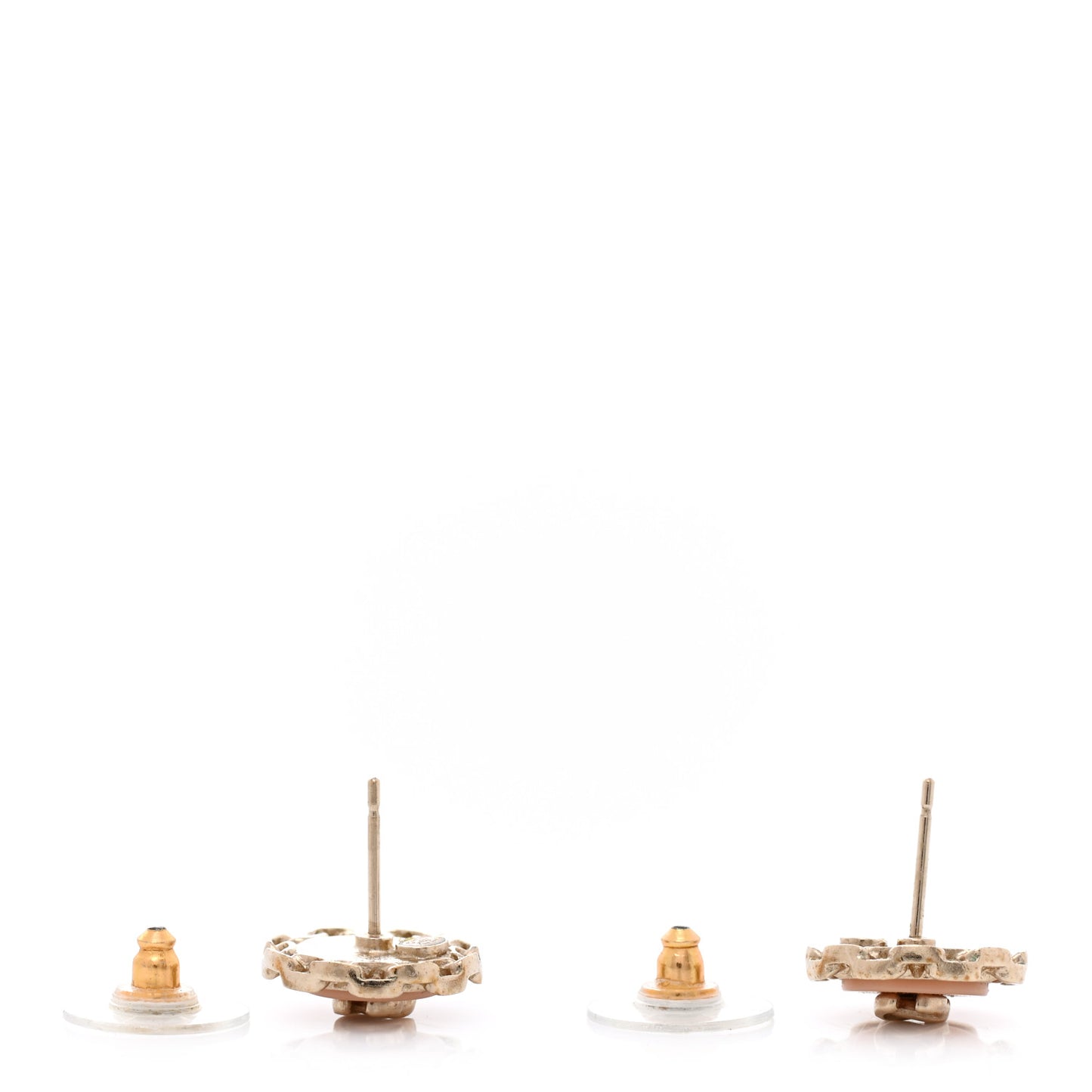 Resin Chain CC Round Earrings Gold Pink
