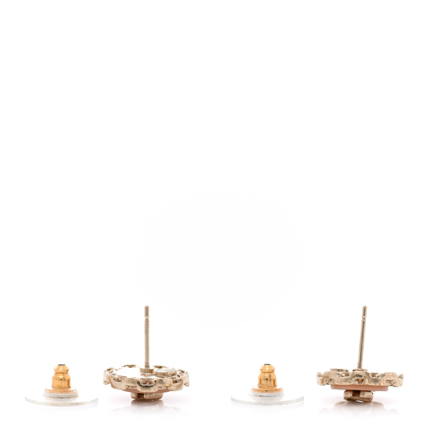 Chanel Resin Chain CC Round Earrings Gold Pink 3 of 5