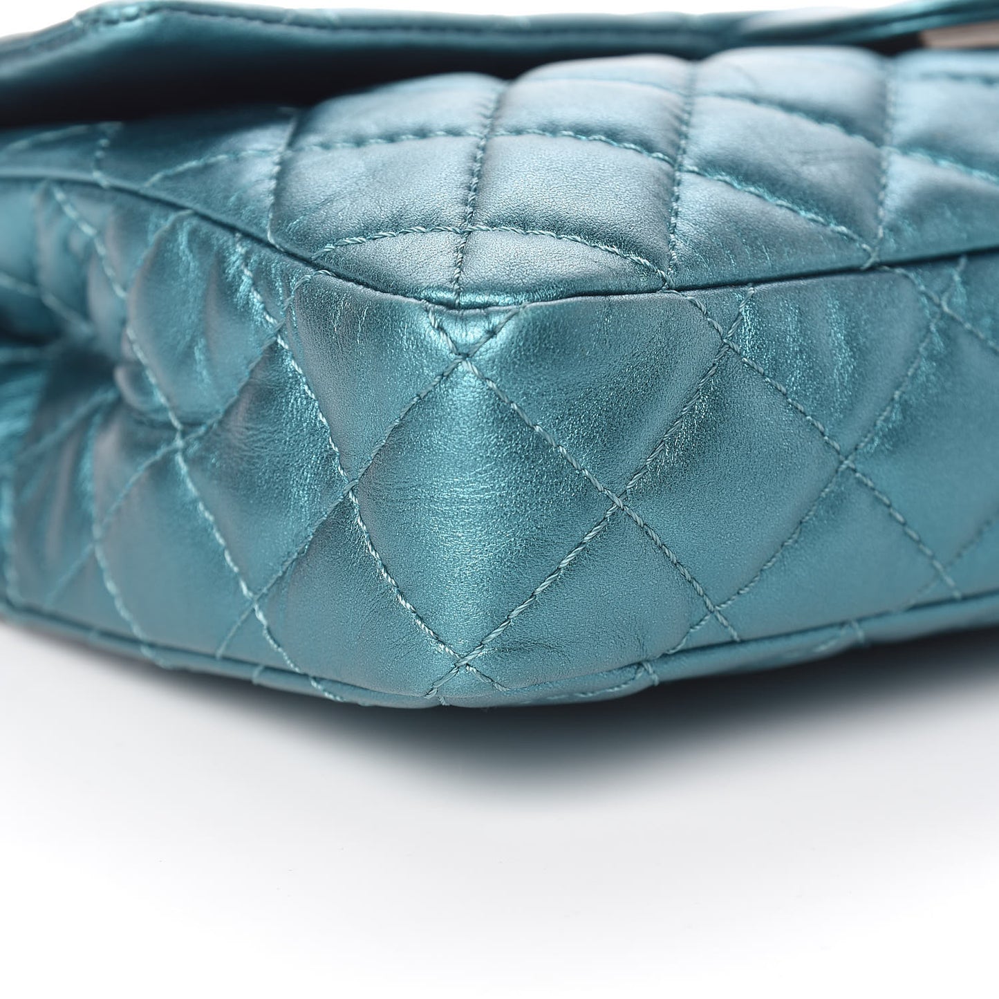 Metallic Calfskin Quilted Snake Chain 2.55 Reissue Flap Turquoise
