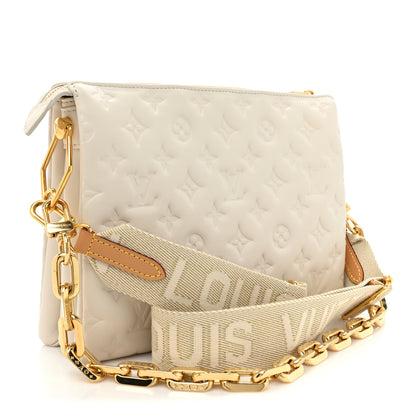 Louis Vuitton Lambskin Embossed Monogram Coussin PM Cream 3 of 12