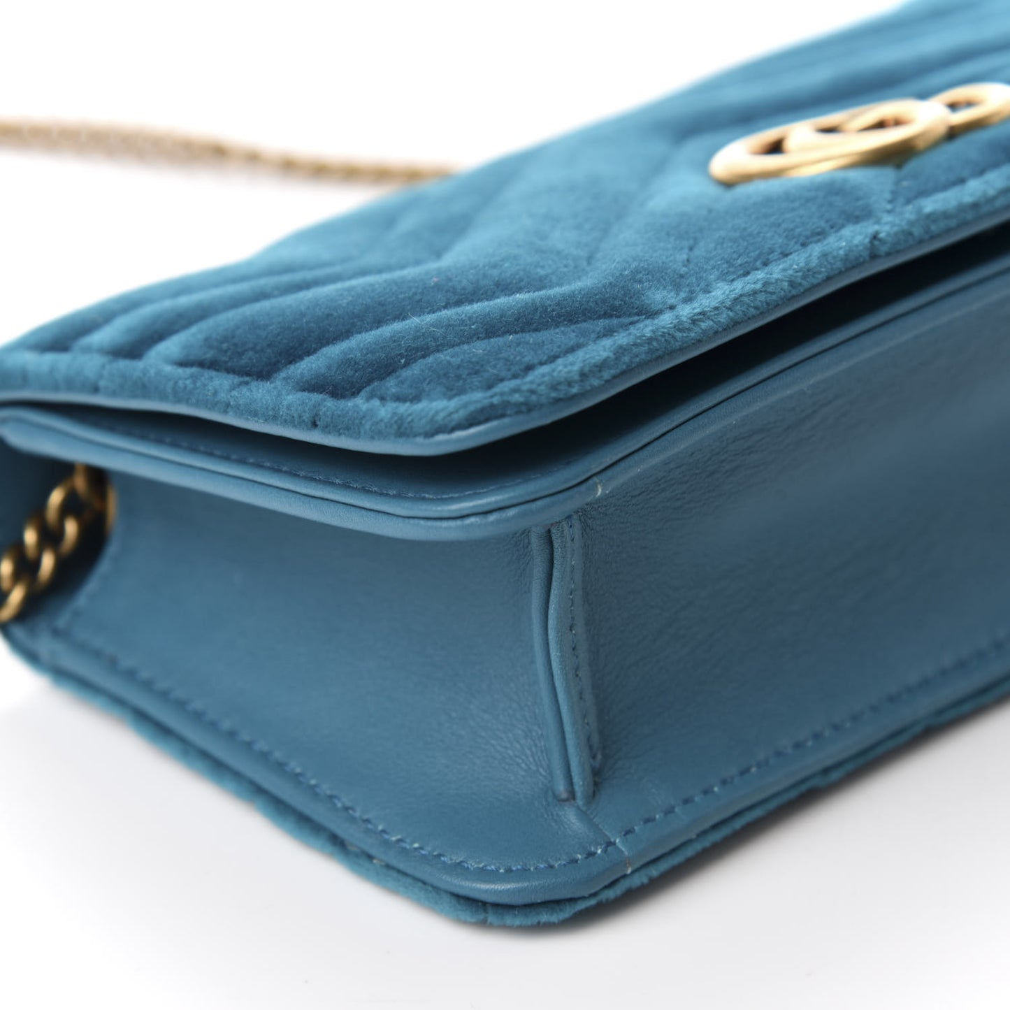 Velvet Matelasse GG Marmont Mini Bag Pavone Cyan