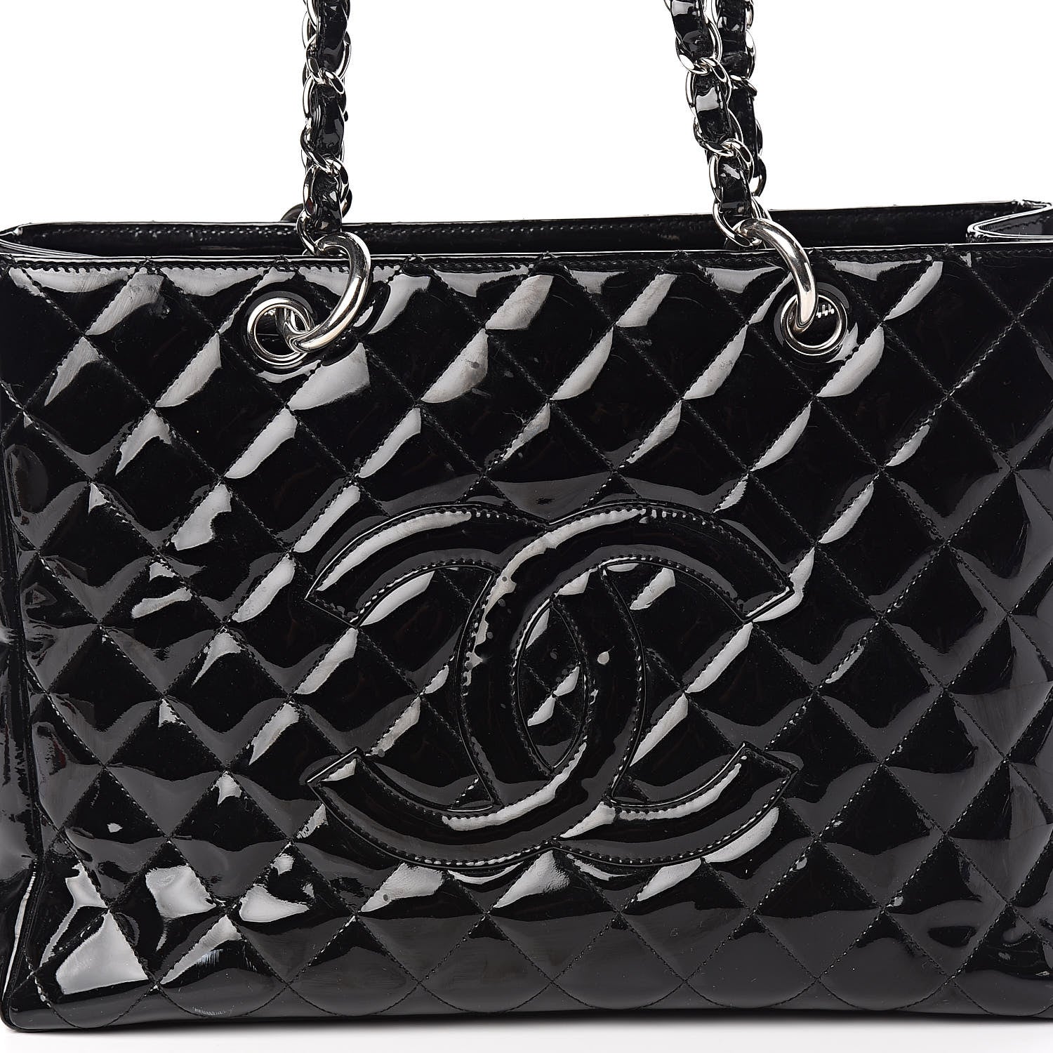 Chanel Patent Quilted Grand Shopping Tote GST Black 14 of 14