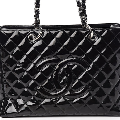 Chanel Patent Quilted Grand Shopping Tote GST Black 14 of 14