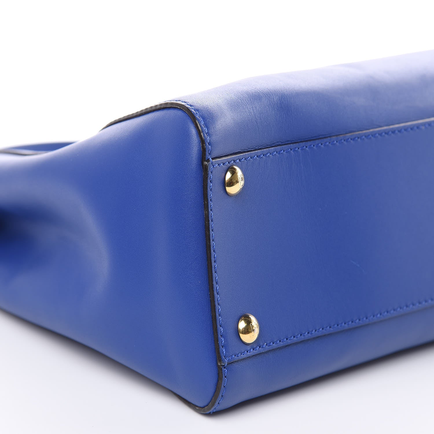 Fendi Vitello Morgan Fabric Jacquard Pequin Medium Peekaboo Iconic Satchel Blue Neon Tobacco 9 of 15