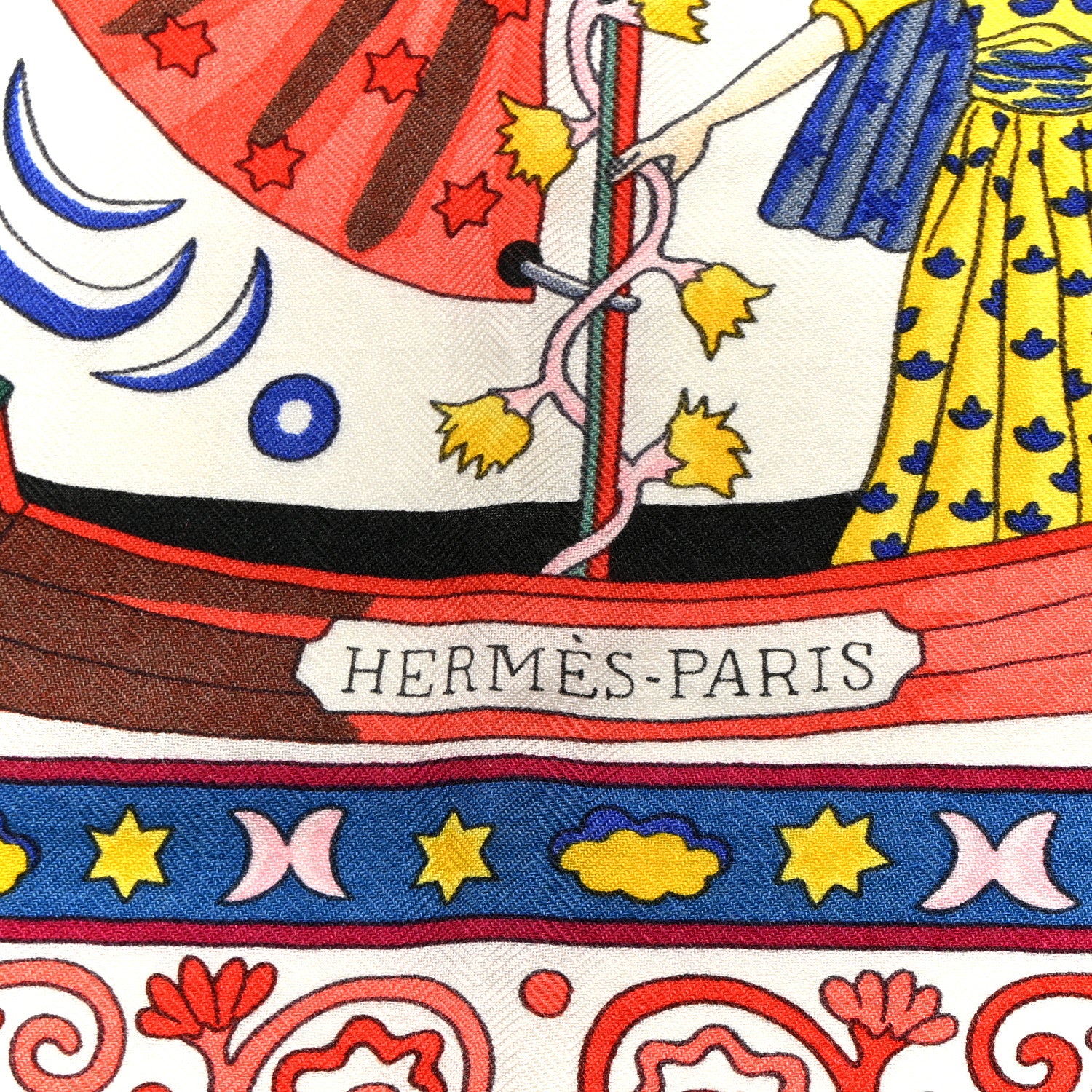 Hermes Cashmere Silk Peuple Du Vent Shawl 140 White Rose Multicolor 2 of 6