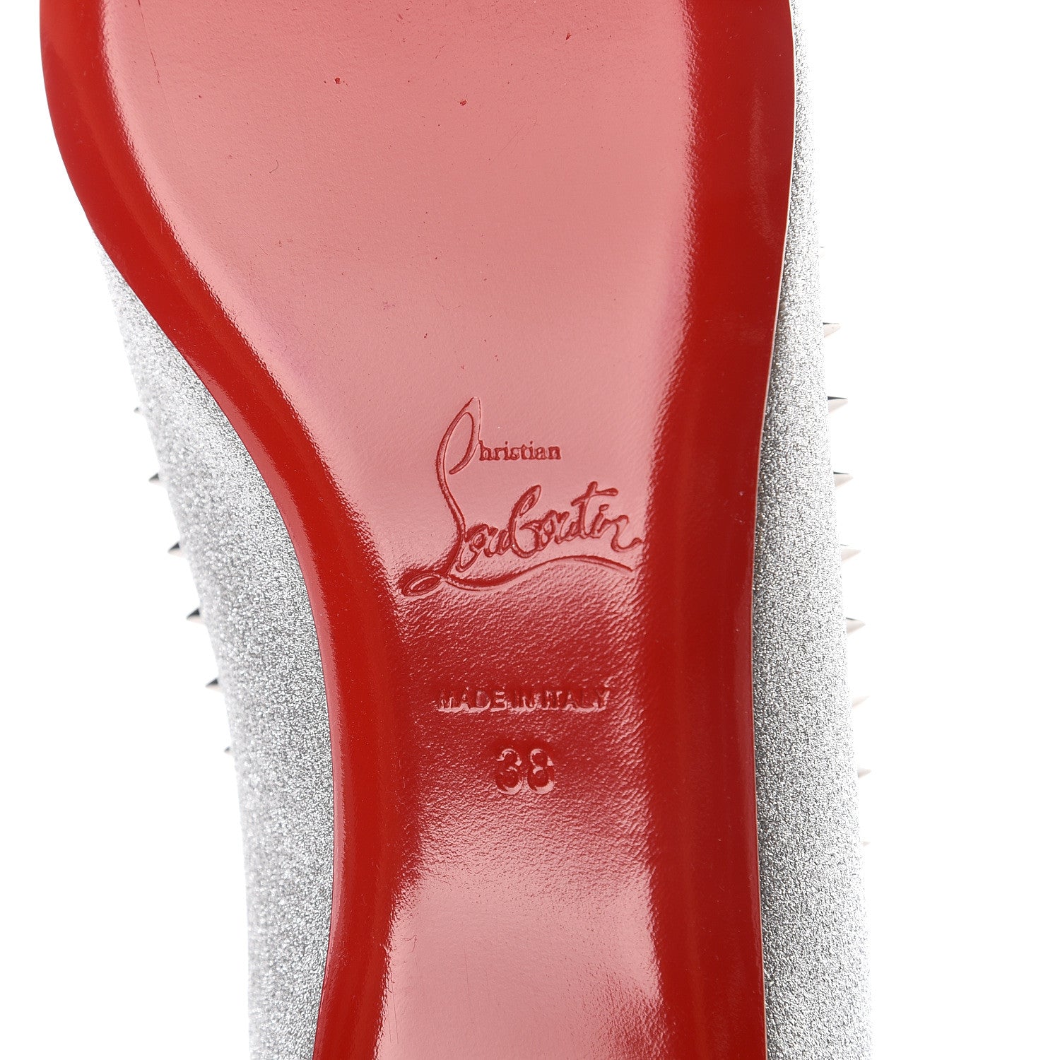 Christian Louboutin Mini Glitter Anjalina Flats 38 Silver 6 of 7
