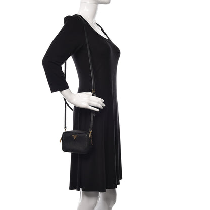 Prada Saffiano Mini Camera Crossbody Bag Black 2 of 14