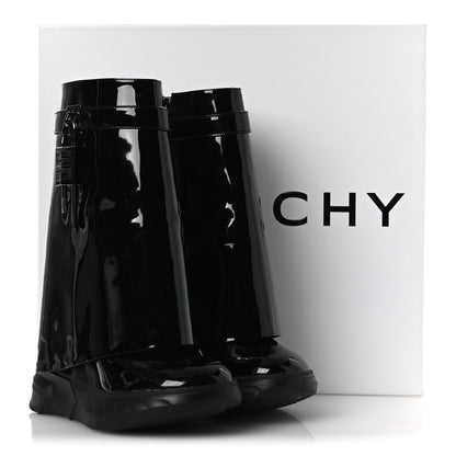Givenchy Patent Shark Lock Biker Ankle Boots 37 Black 11 of 11