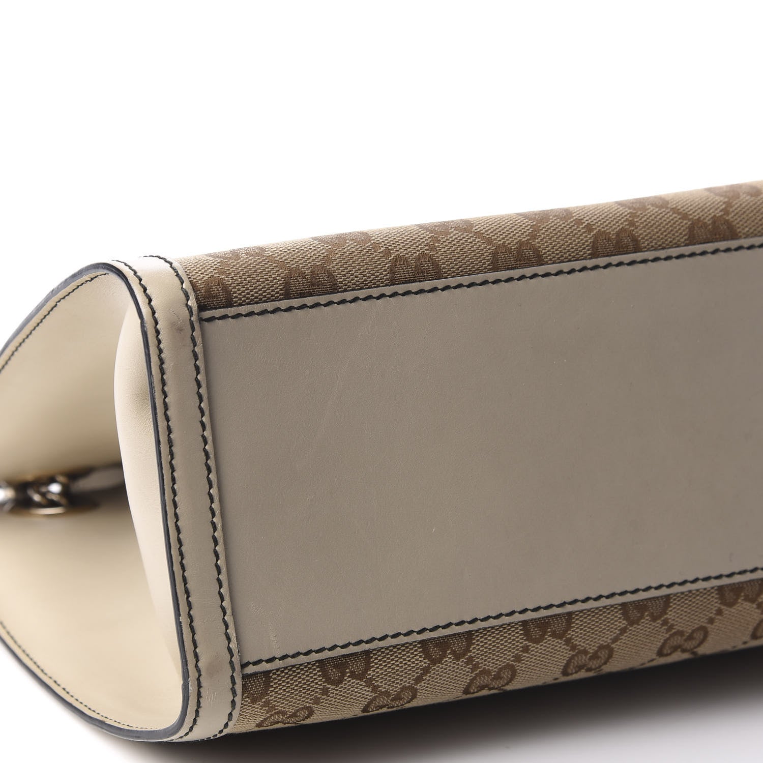 Gucci Monogram Margaux Calfskin Large Emily Chain Shoulder Bag Beige Ebony Mystic White 6 of 9