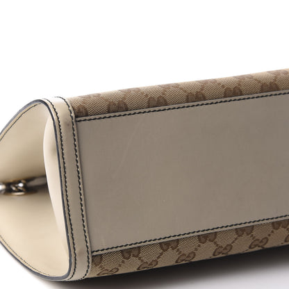 Gucci Monogram Margaux Calfskin Large Emily Chain Shoulder Bag Beige Ebony Mystic White 6 of 9