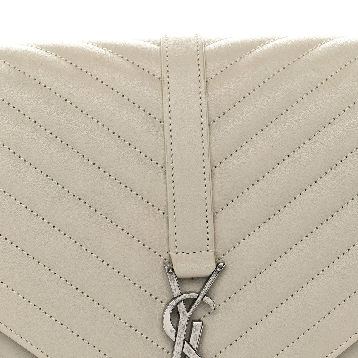 Sheepskin Matelasse Large Monogram College Satchel Light Grey