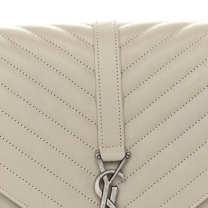 Saint Laurent Sheepskin Matelasse Large Monogram College Satchel Light Grey 8 of 16