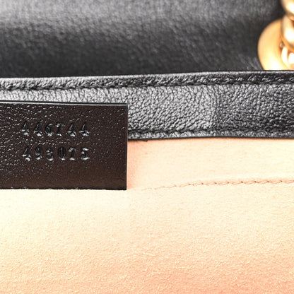 Gucci Vintage Effect Calfskin Matelasse Diagonal Striped Super Mini Torchon GG Marmont Shoulder Bag Black Beige 7 of 10