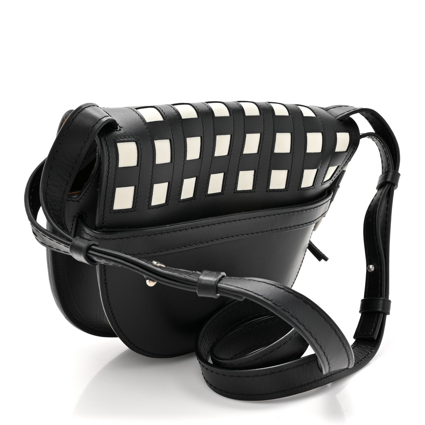 Calfskin Small Gate Crossbody Bag Black White