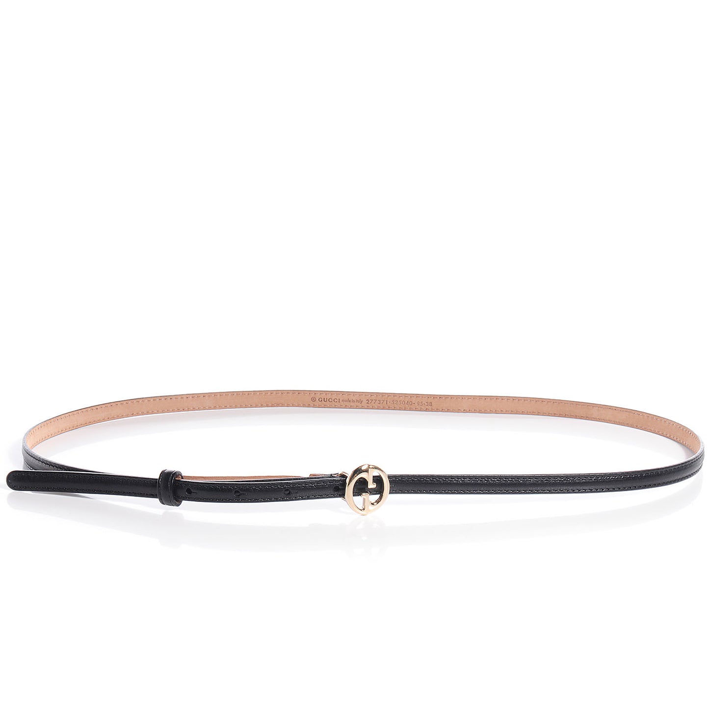 Leather 1973 Buckle Skinny Belt Black 95 38