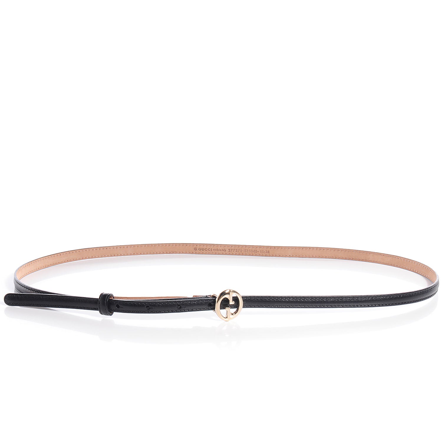 Gucci Leather 1973 Buckle Skinny Belt Black 95 38 5 of 5