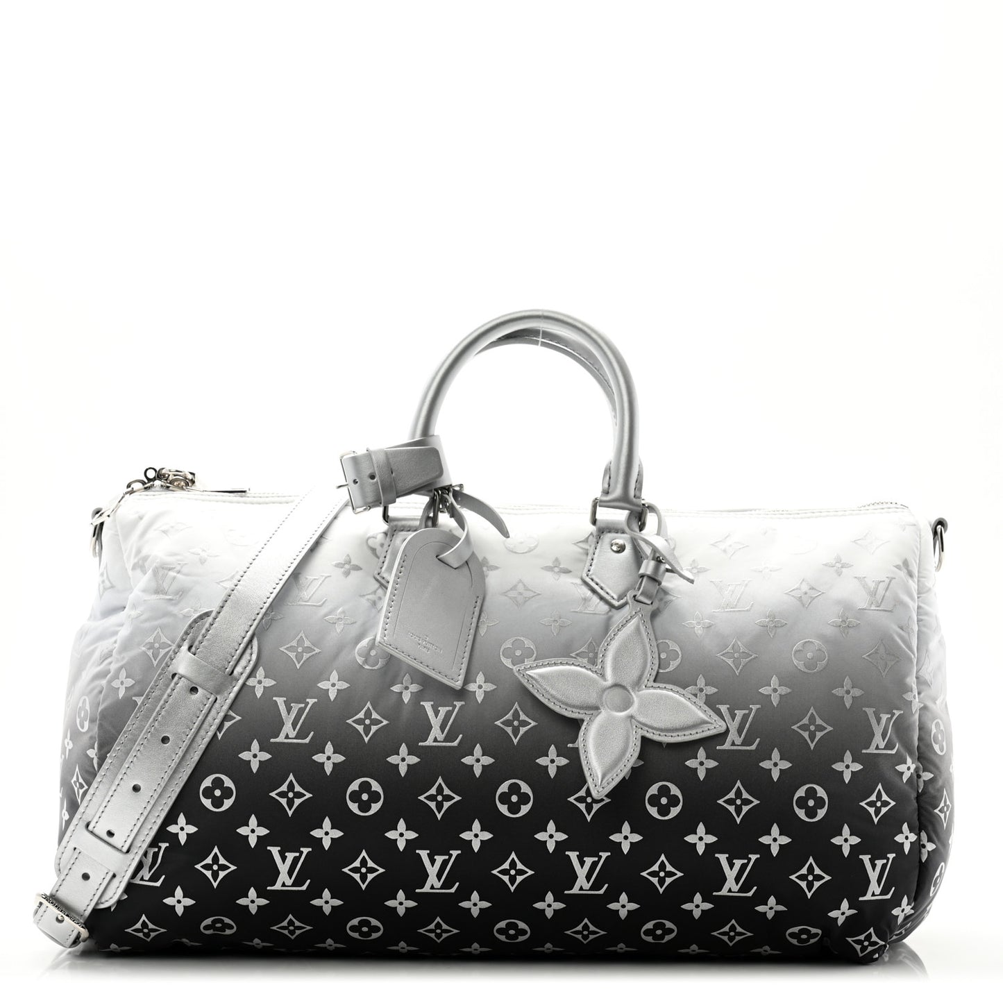 Nylon Frost Gradient Monogram LV Ski Keepall 45 Silver