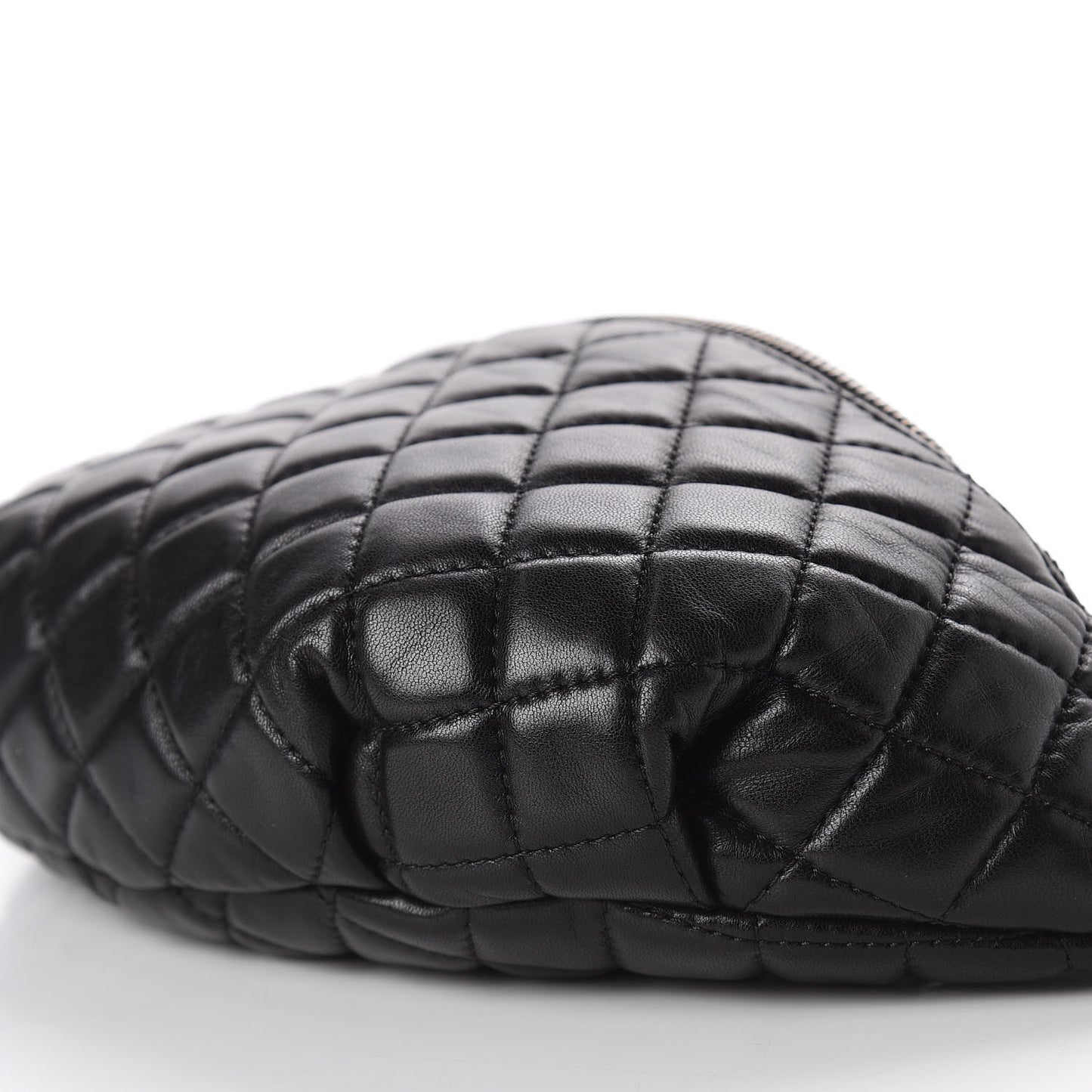 Lambskin Quilted Banane Waist Bag Fanny Pack Black