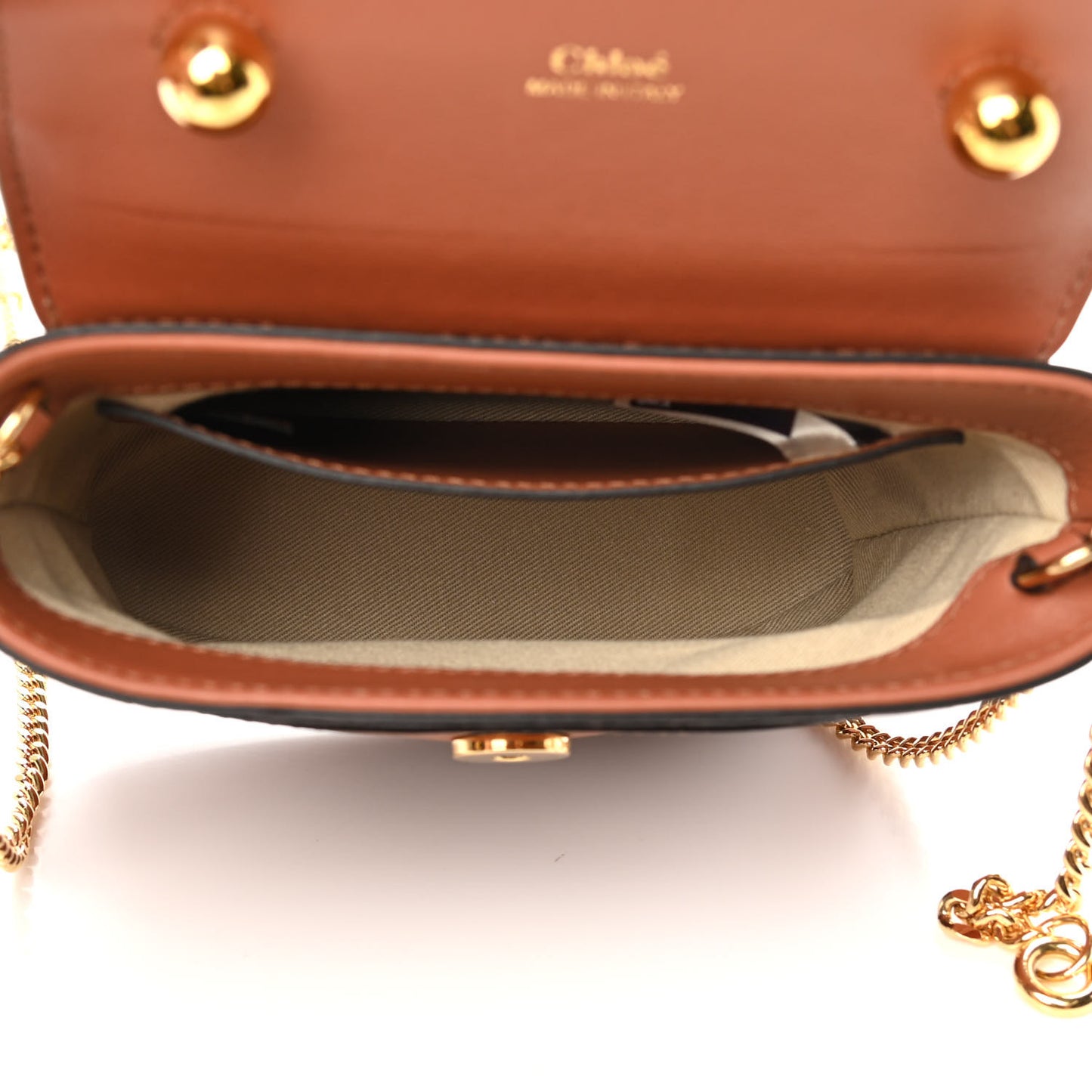 Calfskin Crocodile Embossed Small Aby Lock Chestnut Brown