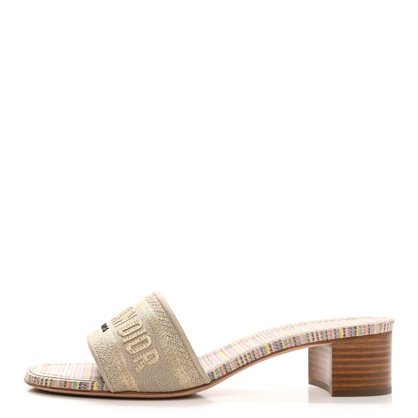 Lurex Romance Embroidered Dway 40mm Slide Sandals 39.5 Metal Multicolor