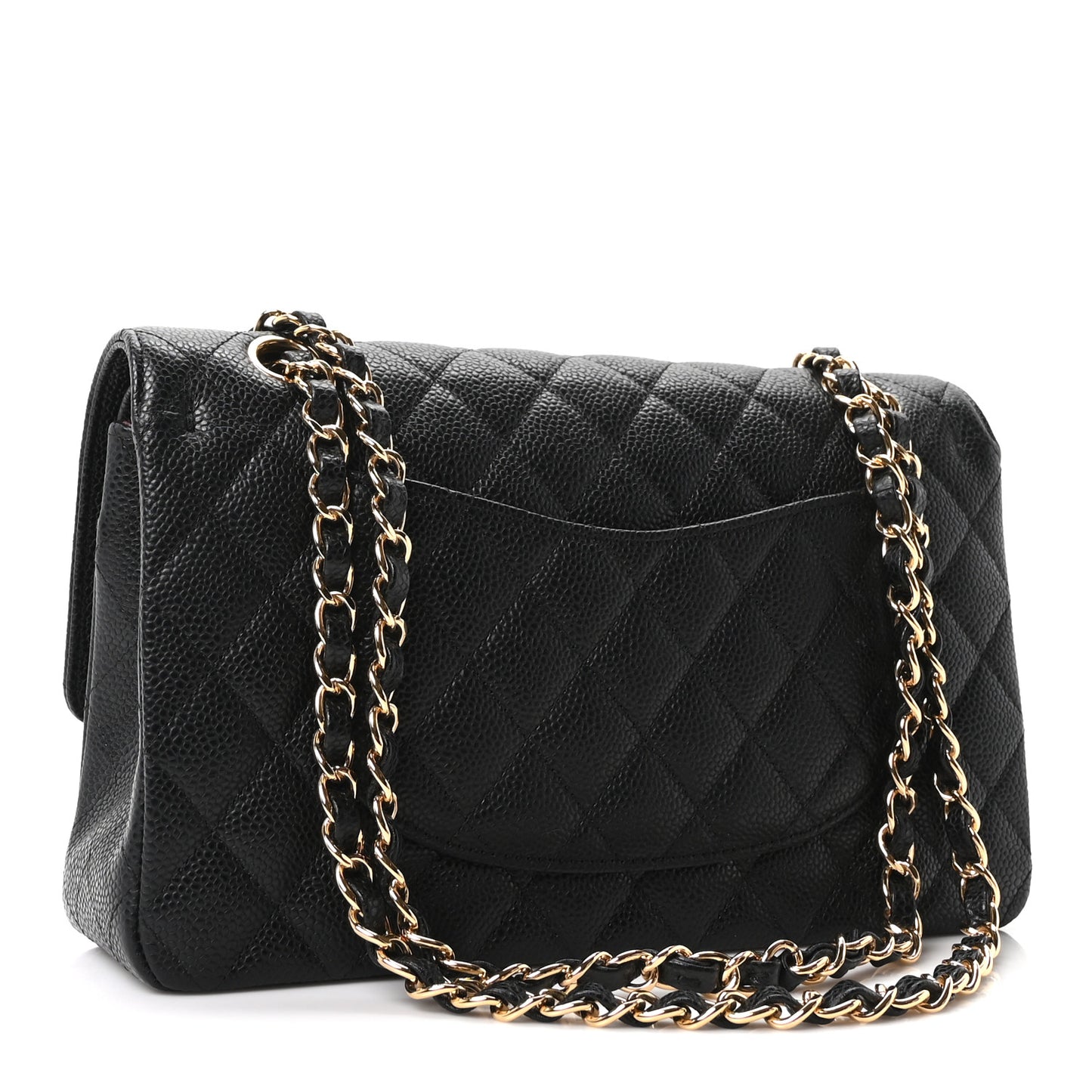 Caviar Quilted Medium Double Flap Black