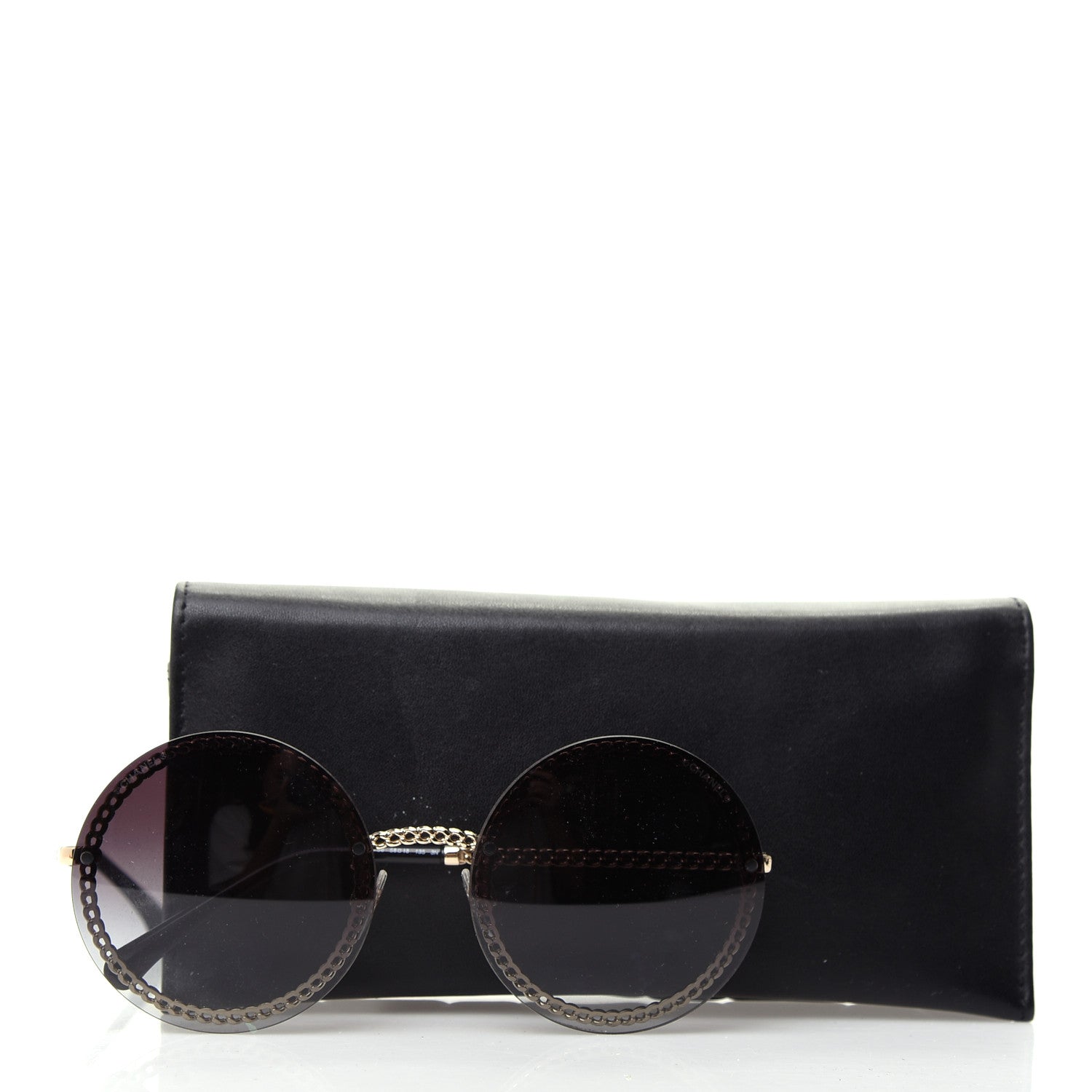 Chanel Round Removable Triple Hanging Chain Sunglasses 4245 Black Gold 7 of 7
