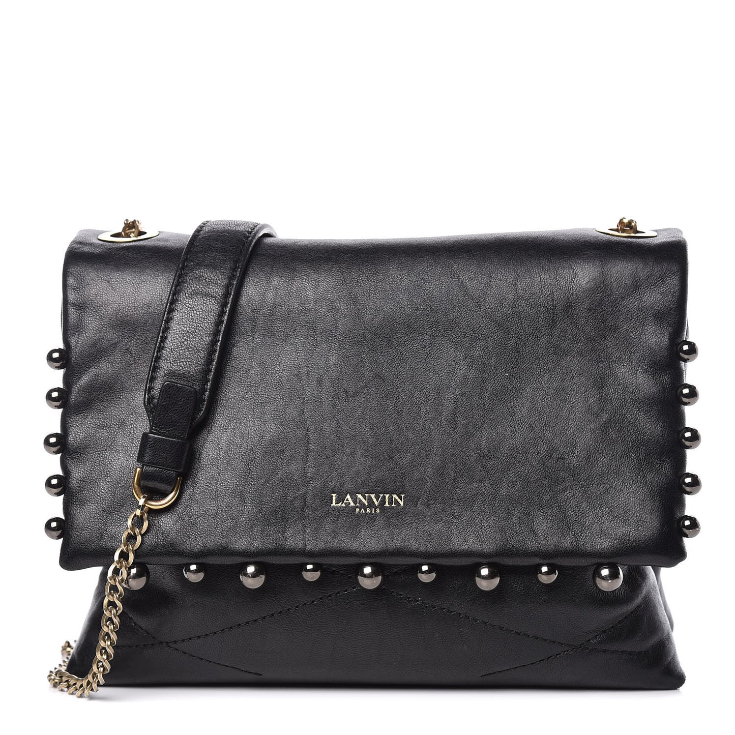 Lambskin Quilted Metal Pearl Mini Sugar Flap Shoulder Bag Black