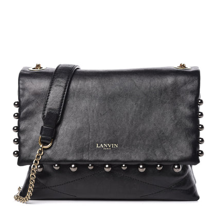 Lanvin Lambskin Quilted Metal Pearl Mini Sugar Flap Shoulder Bag Black 1 of 9