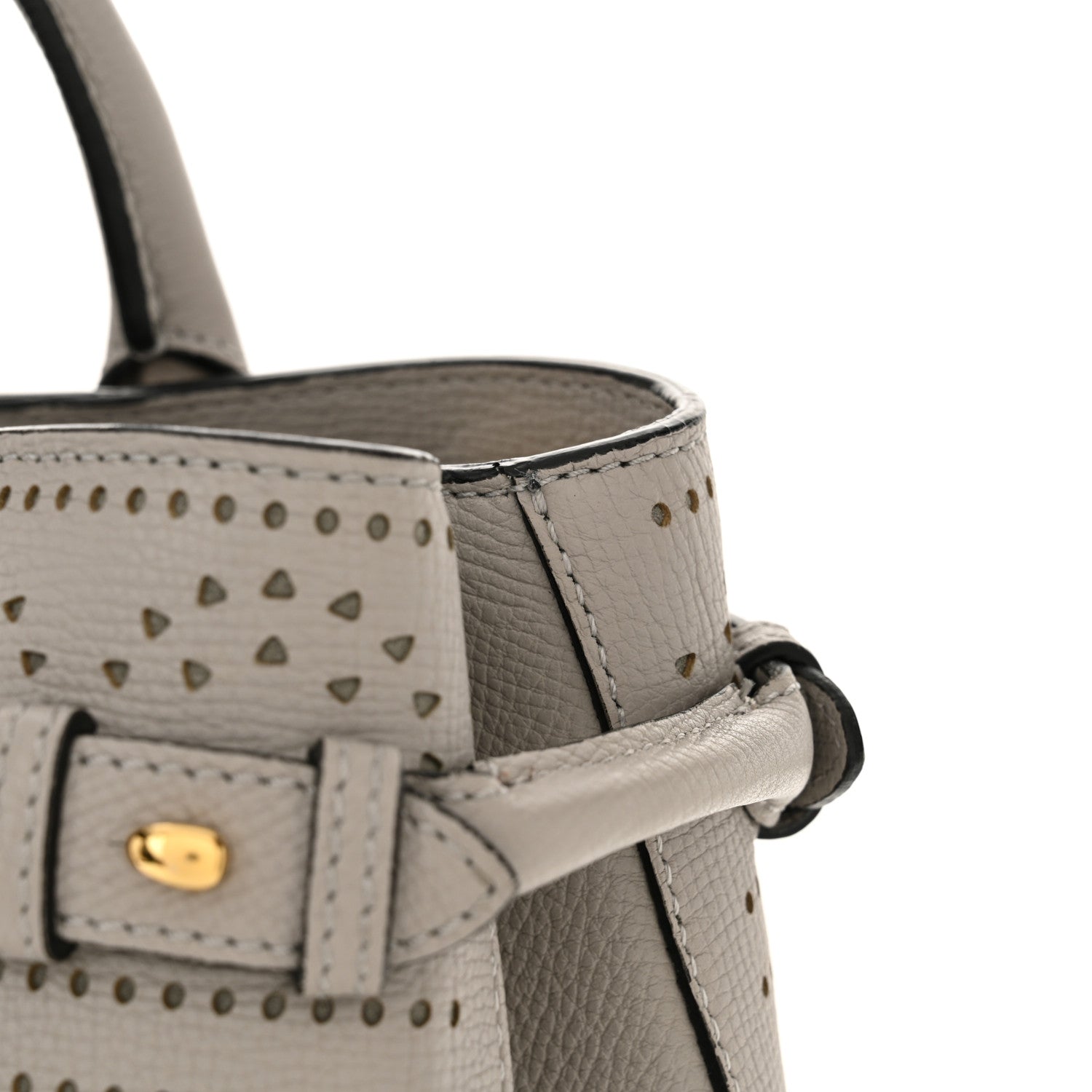 Burberry Grainy Calfskin Perforated Medium Broguing Banner Tote Grey 11 of 12