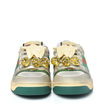 Gucci Nubuck Web Cherries Womens Screener Sneakers 35 Dusty Milk White Vintage Green 2 of 18