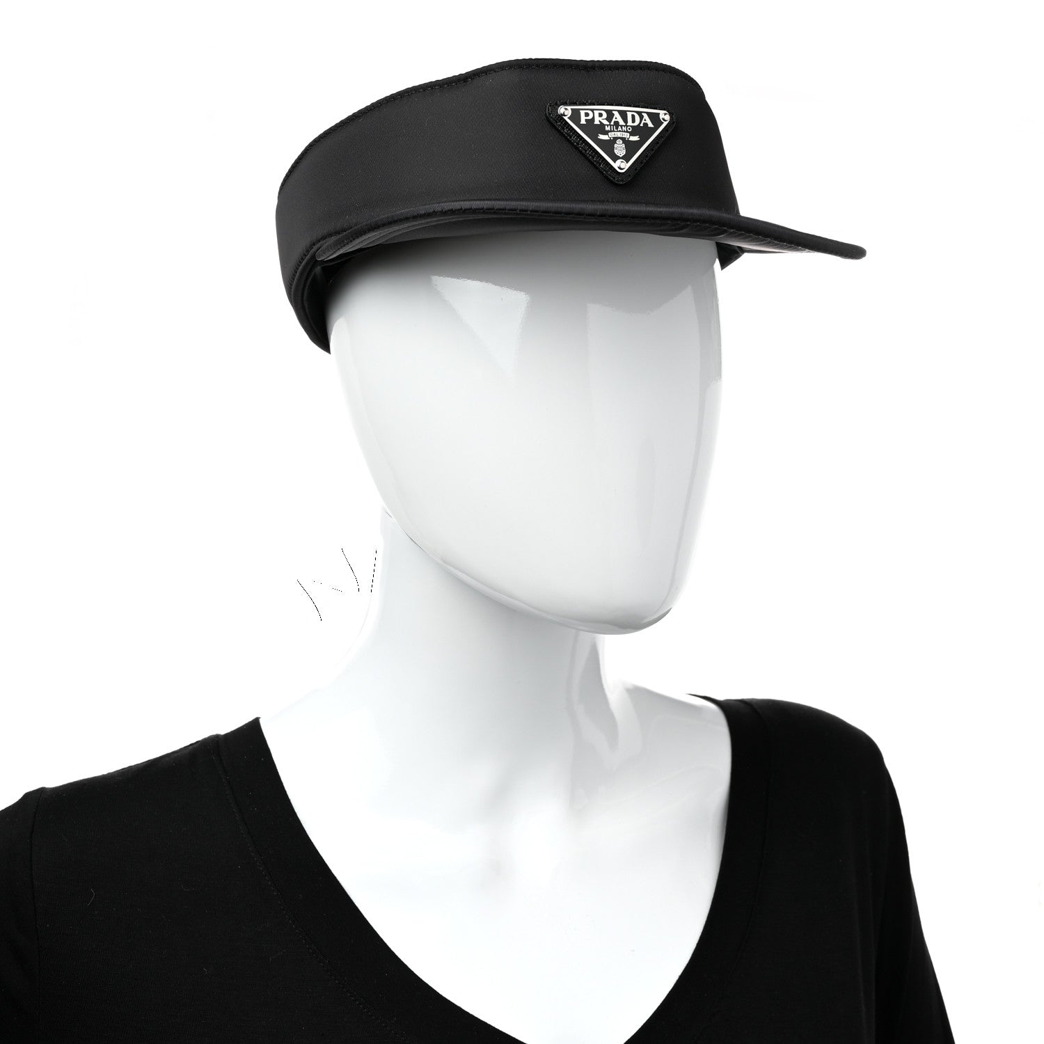 Prada Nylon Triango Metal Triangle Logo Womens Visor M Black 2 of 9