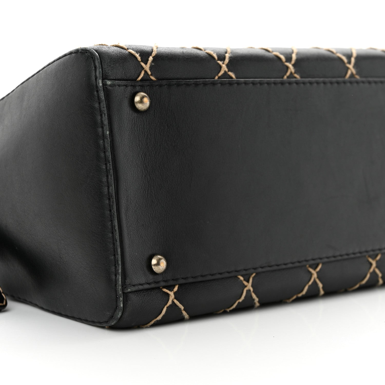 Chanel Calfskin Contrast Stitch Surpique Bowler Black 9 of 15