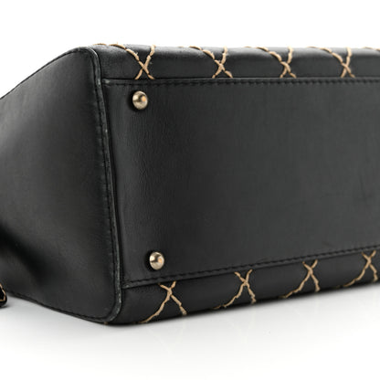 Chanel Calfskin Contrast Stitch Surpique Bowler Black 9 of 15
