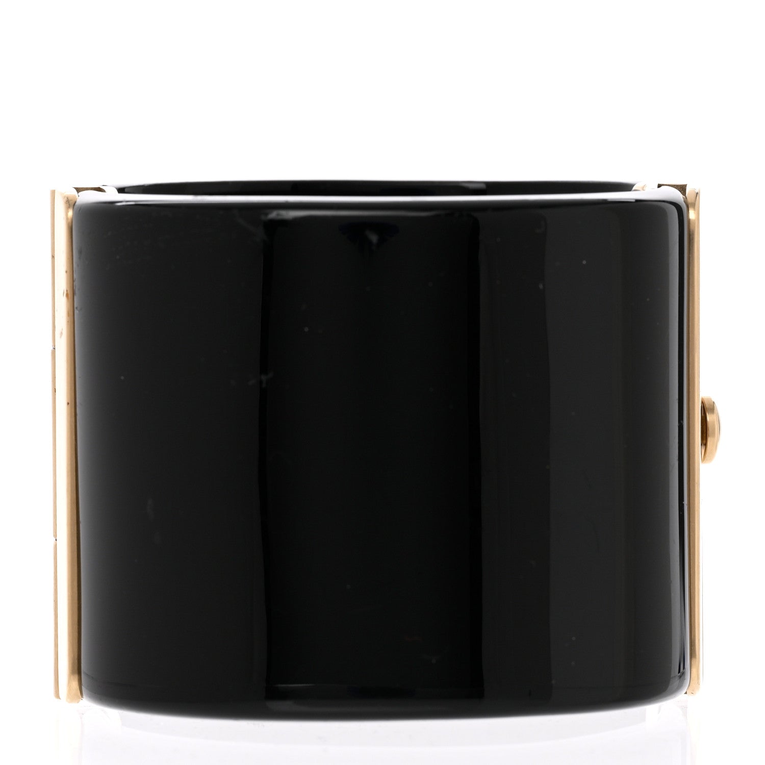 Chanel Resin Crystal Pearl CC Cuff Black 3 of 8