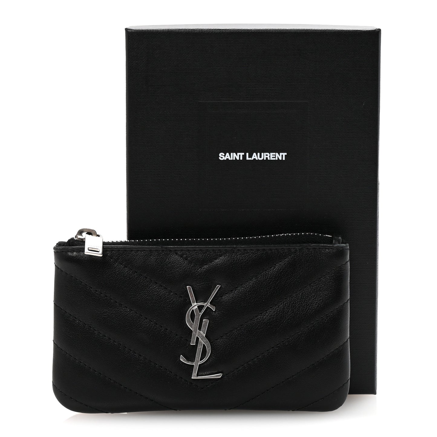 Calfskin Matelasse Monogram Key Pouch Black