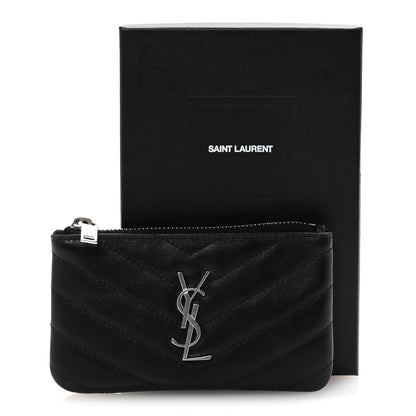 Saint Laurent Calfskin Matelasse Monogram Key Pouch Black 8 of 8