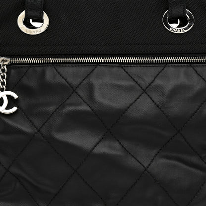 Chanel Coated Canvas Quilted Large Paris Biarritz Tote Black 9 of 17