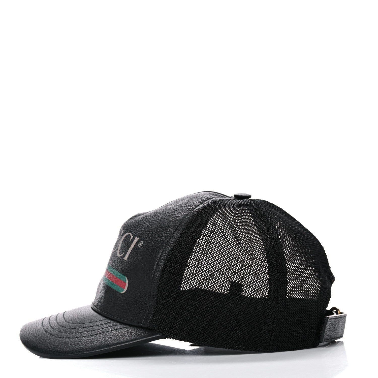 Gucci Grained Calfskin Logo Baseball Hat S 57 Black 3 of 9