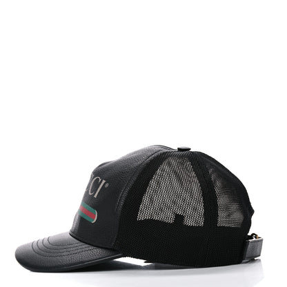 Gucci Grained Calfskin Logo Baseball Hat S 57 Black 3 of 9